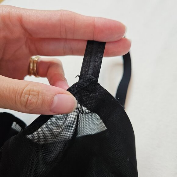 Auden Black Mesh Unlined Bra Sheer Underwire See-Through Demi Coverage Size 36D - Picture 8 of 15